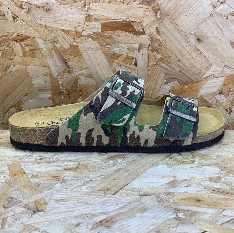 Plakton Herren-Sandale „Malaga“ aus Spaltleder – Camo