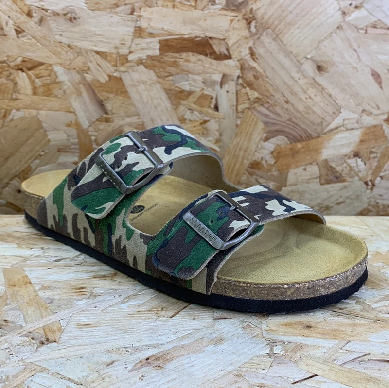 Plakton Herren-Sandale „Malaga“ aus Spaltleder – Camo