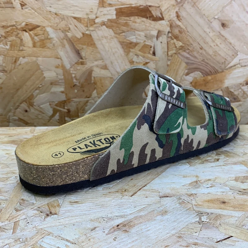 Plakton Herren-Sandale „Malaga“ aus Spaltleder – Camo