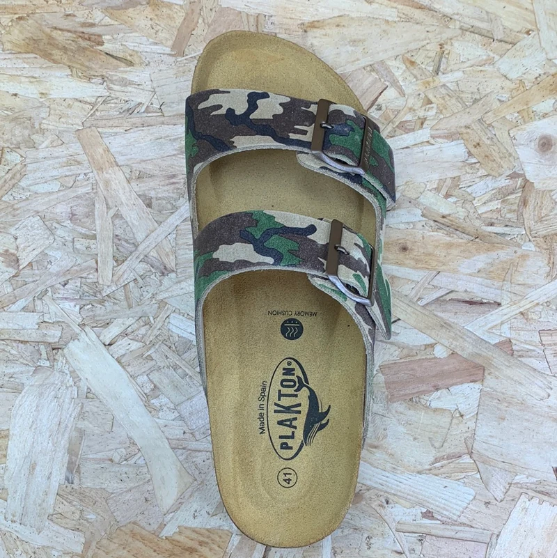 Plakton Herren-Sandale „Malaga“ aus Spaltleder – Camo