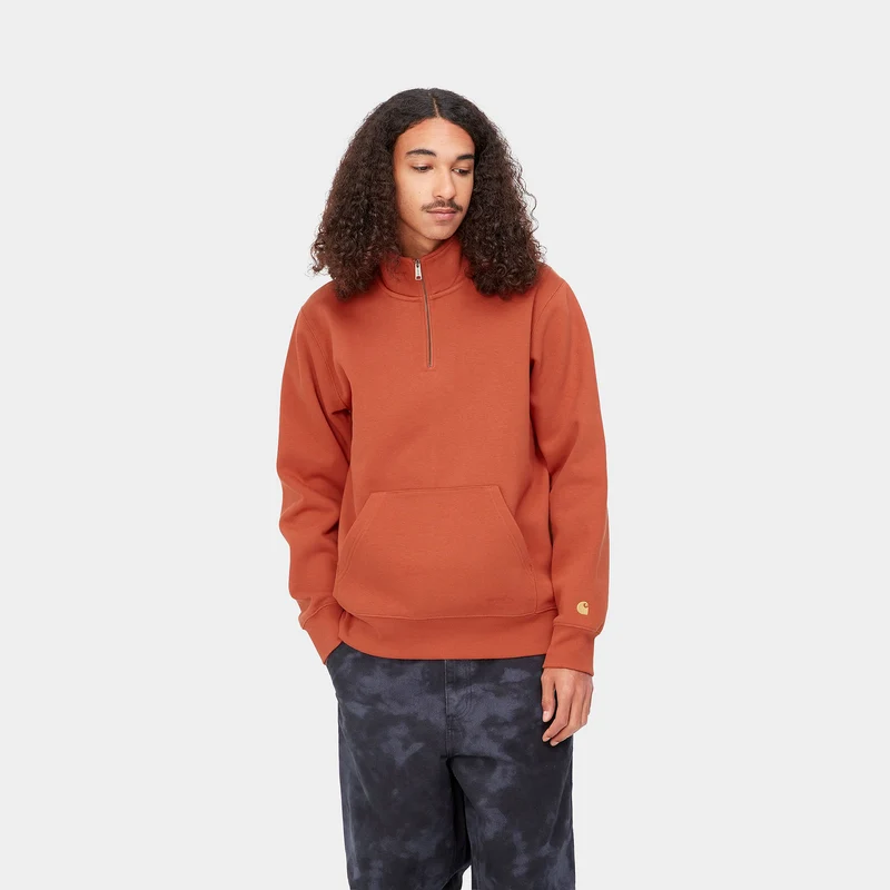 Carhartt WIP Herren Chase Zip Sweat Top – Phoenix / Gold