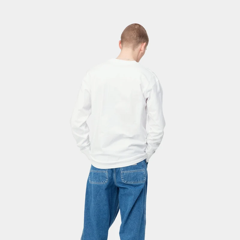 Carhartt WIP Herren American Script Langarm-T-Shirt – Weiß