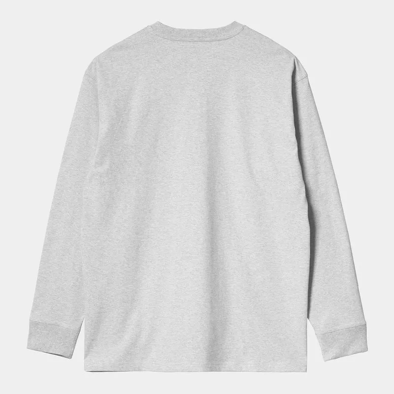 Carhartt WIP Herren American Script Langarm-T-Shirt – Aschgrau meliert