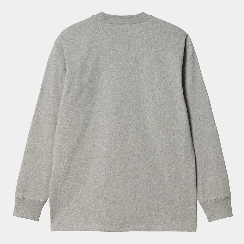 Carhartt WIP Herren American Script Langarm-T-Shirt – Grau meliert