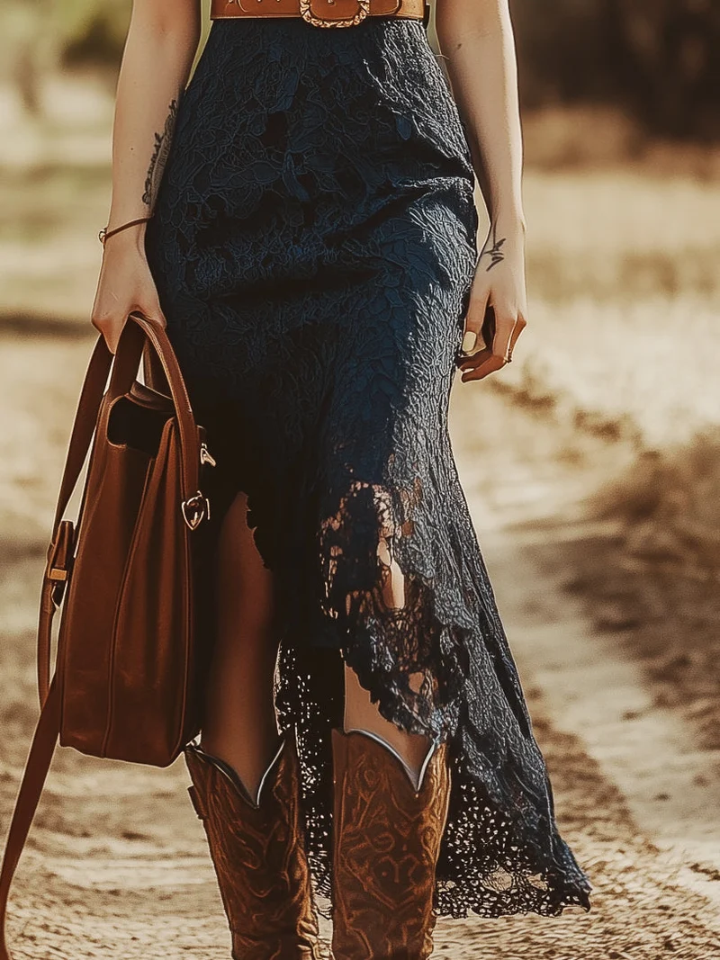 Valentina | Damen Spitzen Ärmellos Midikleid