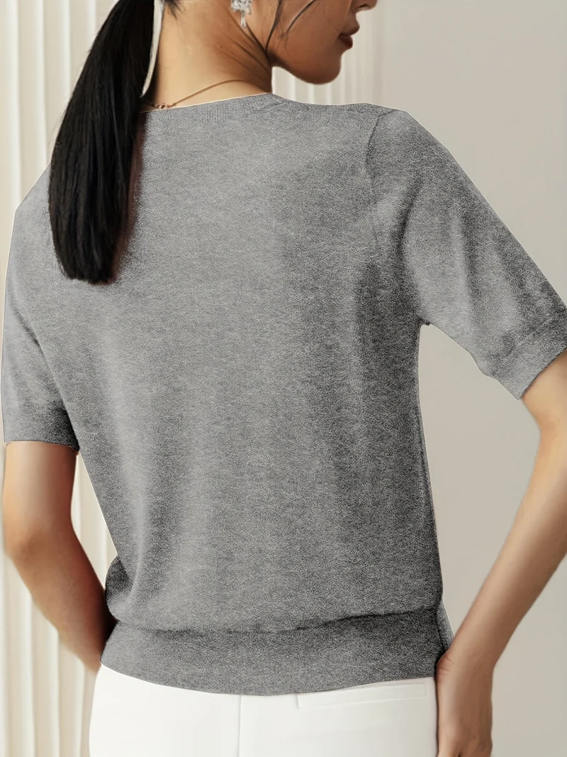 Sunniva | Damen Kurzarm Strickpullover Rundhals