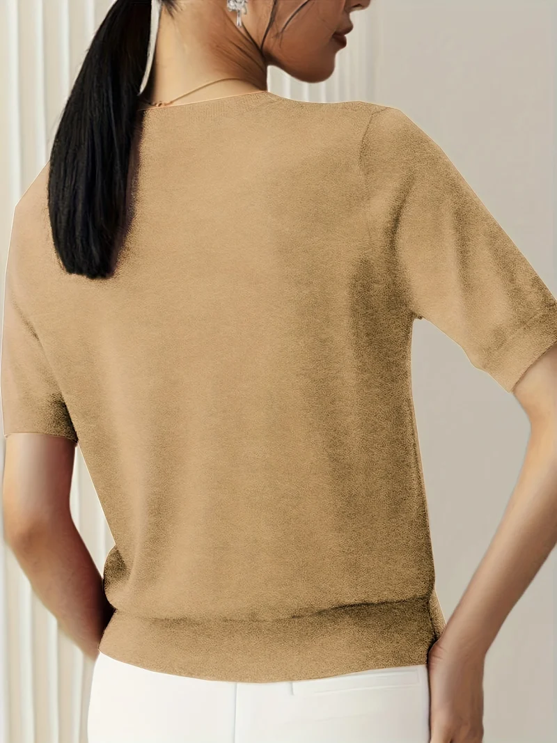 Sunniva | Damen Kurzarm Strickpullover Rundhals