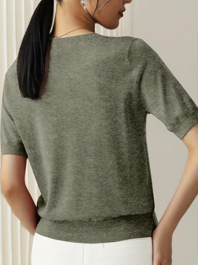 Sunniva | Damen Kurzarm Strickpullover Rundhals