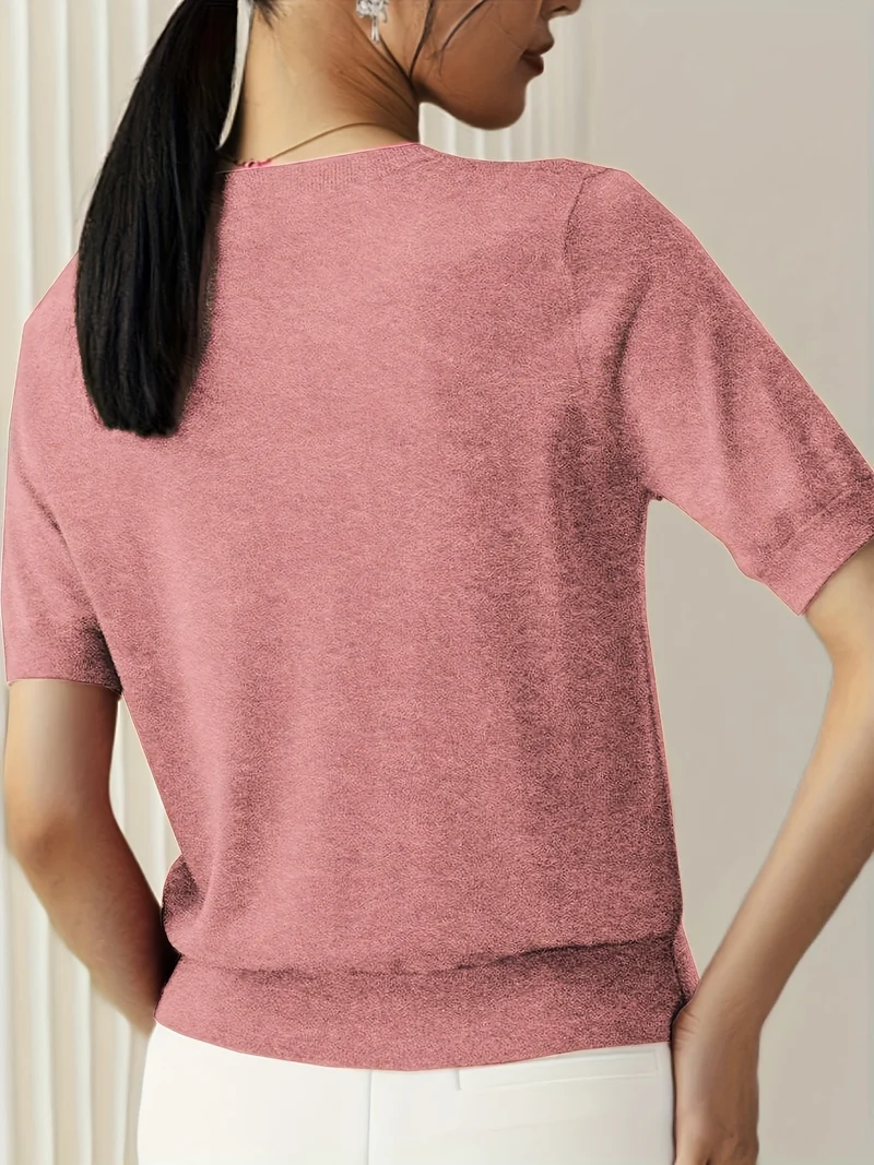 Sunniva | Damen Kurzarm Strickpullover Rundhals