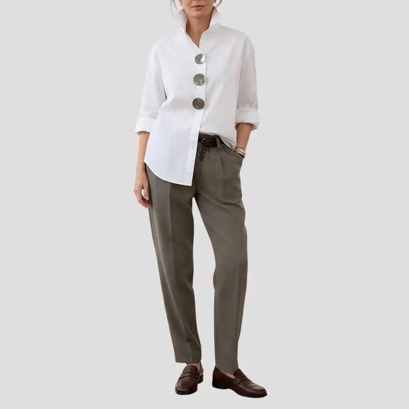 Annika | Damen Button-Down Langarm Hemdbluse