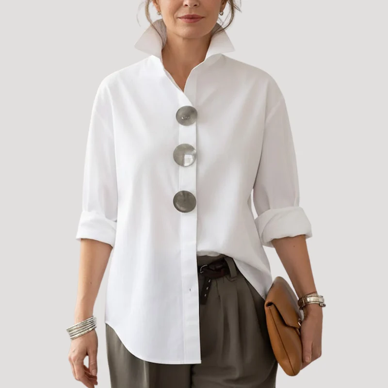 Annika | Damen Button-Down Langarm Hemdbluse
