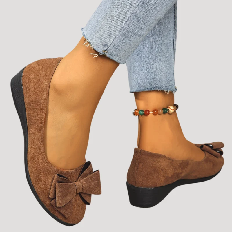 Wiktoria | Damen Keilabsatz Ballerinas mit Schleife