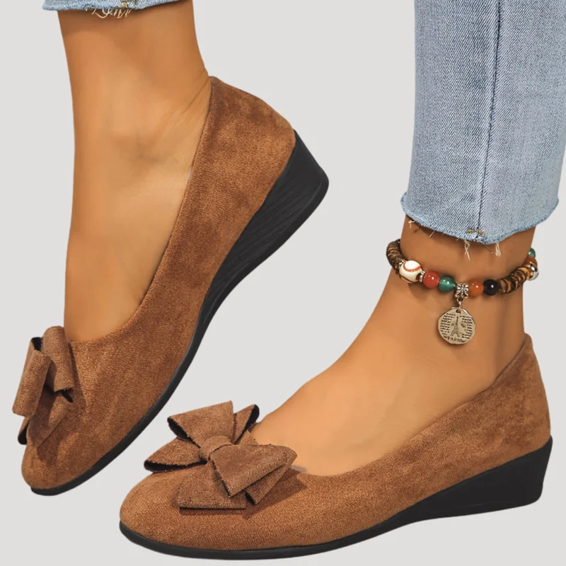 Wiktoria | Damen Keilabsatz Ballerinas mit Schleife