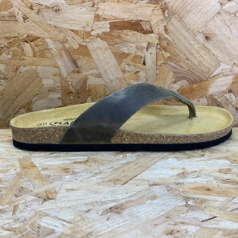 Plakton Herren Beach Boy Apure Leder Flip Flop – Khaki