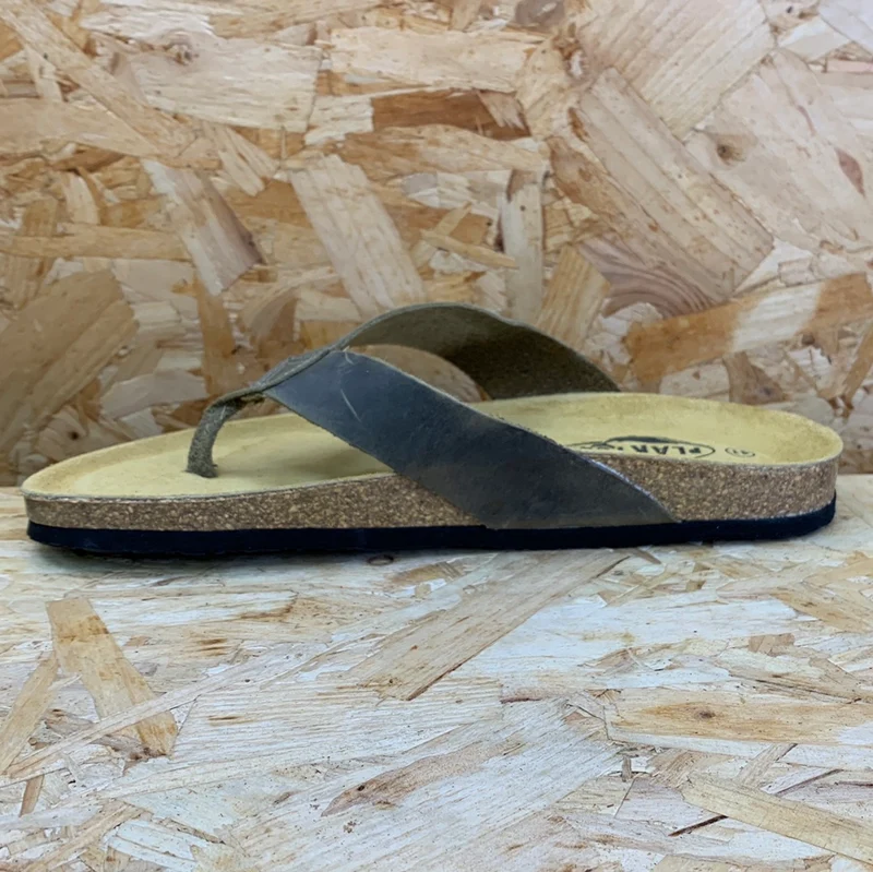 Plakton Herren Beach Boy Apure Leder Flip Flop – Khaki