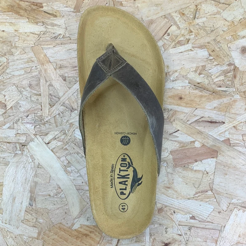 Plakton Herren Beach Boy Apure Leder Flip Flop – Khaki