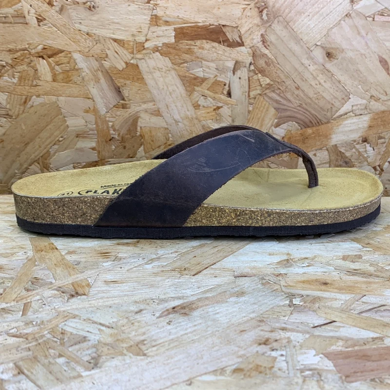Plakton Herren Beach Boy Apure Leder Flip Flop – Dunkelbraun