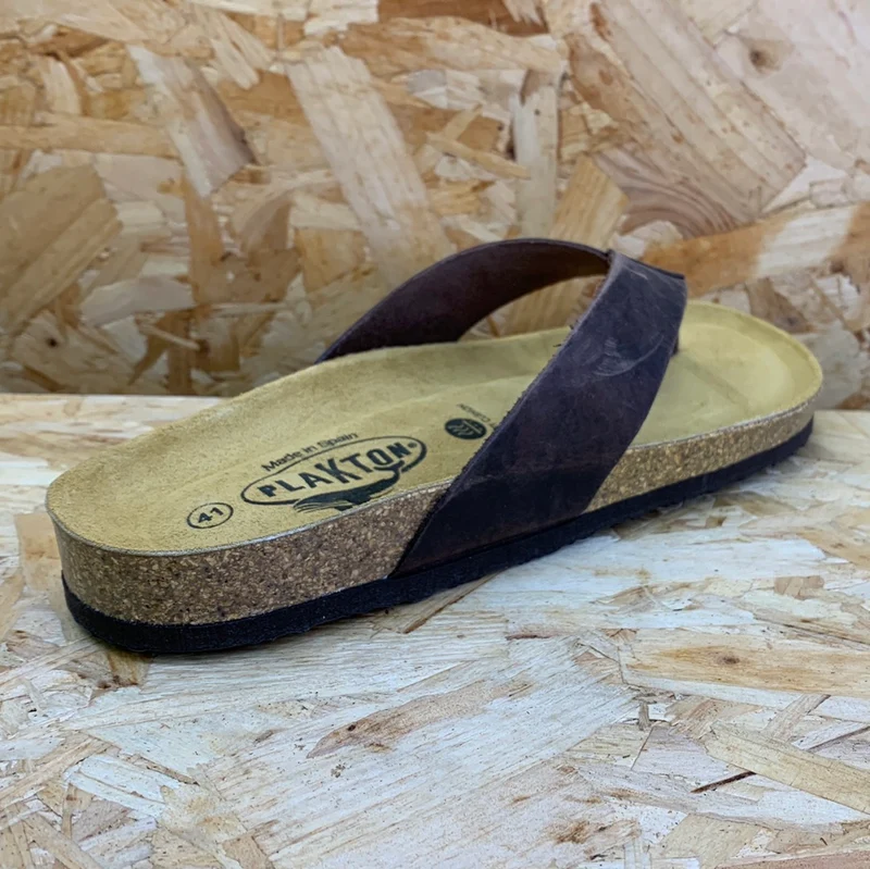 Plakton Herren Beach Boy Apure Leder Flip Flop – Dunkelbraun