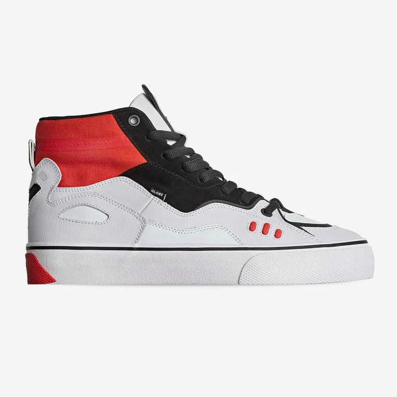 Globe Herren Dimension Wildleder High-Top-Trainer – Weiß / Schwarz / Rot