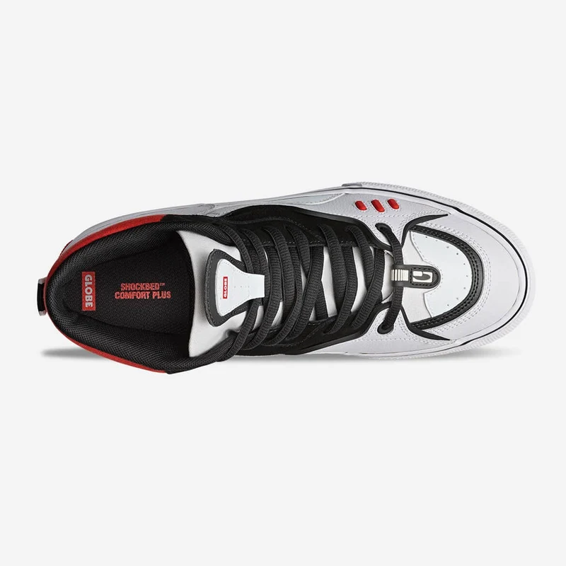 Globe Herren Dimension Wildleder High-Top-Trainer – Weiß / Schwarz / Rot