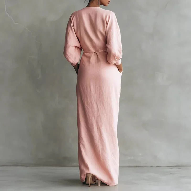 Solange | Damen V-Ausschnitt Langarm Wickelkleid