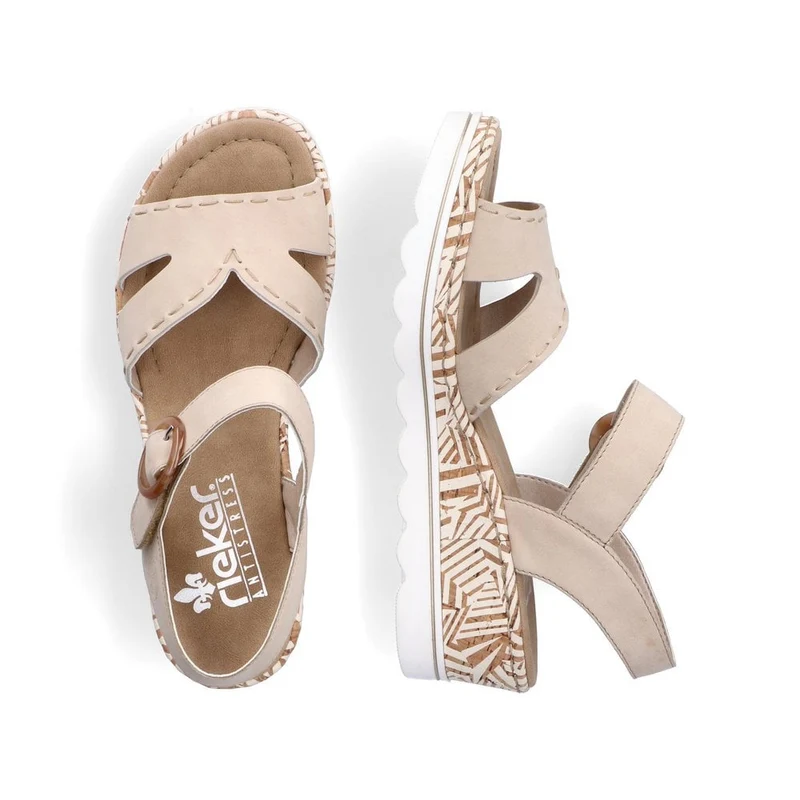 Rieker Modische Keilsandalette für Damen – Beige