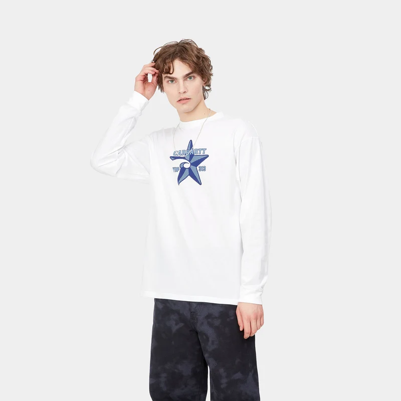 Carhartt WIP Langärmeliges Sheriff-T-Shirt für Herren – Weiß