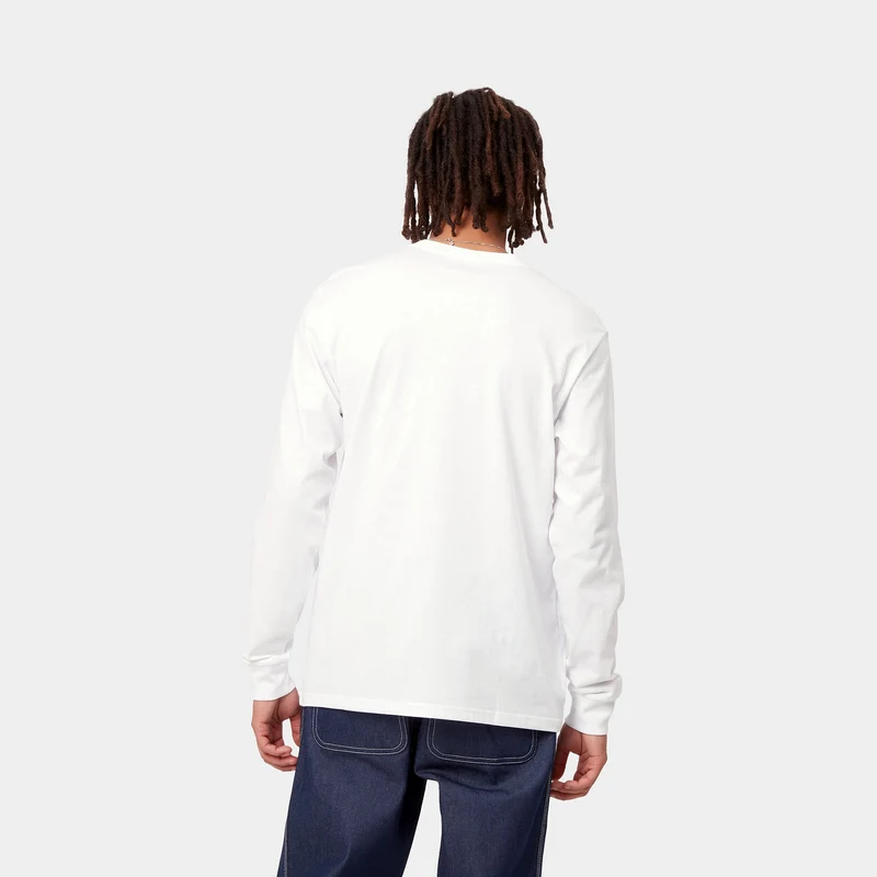 Carhartt WIP Herren-T-Shirt mit langen Ärmeln und Taschen – Weiß