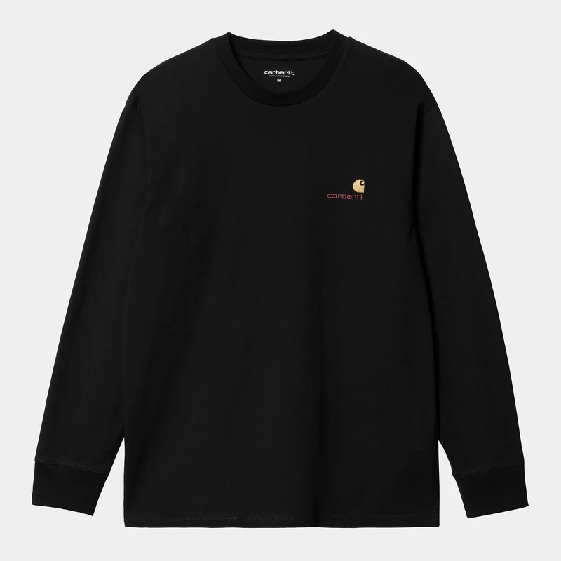 Carhartt WIP Herren American Script Langarm-T-Shirt – Schwarz