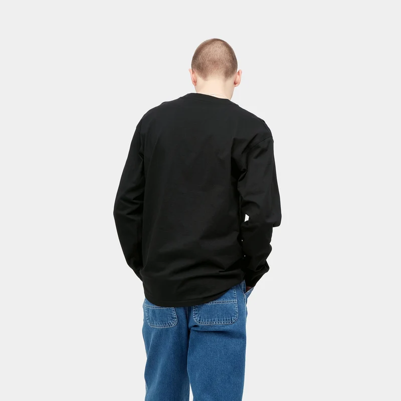 Carhartt WIP Herren American Script Langarm-T-Shirt – Schwarz