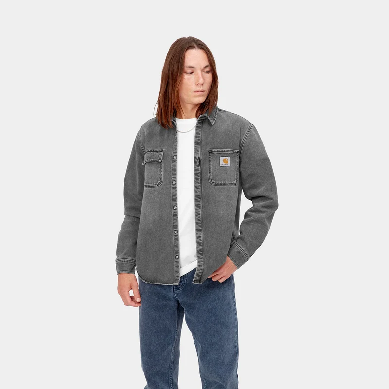 Carhartt WIP Salinac-Hemdjacke für Herren – Black Light Used Wash