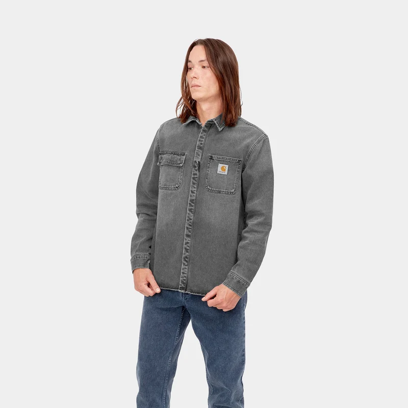 Carhartt WIP Salinac-Hemdjacke für Herren – Black Light Used Wash