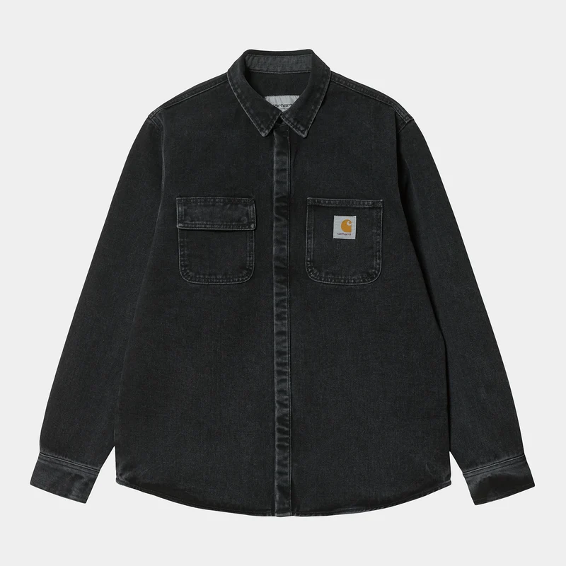 Carhartt WIP Salinac-Hemdjacke für Herren – Black Stone Washed