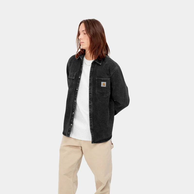 Carhartt WIP Salinac-Hemdjacke für Herren – Black Stone Washed