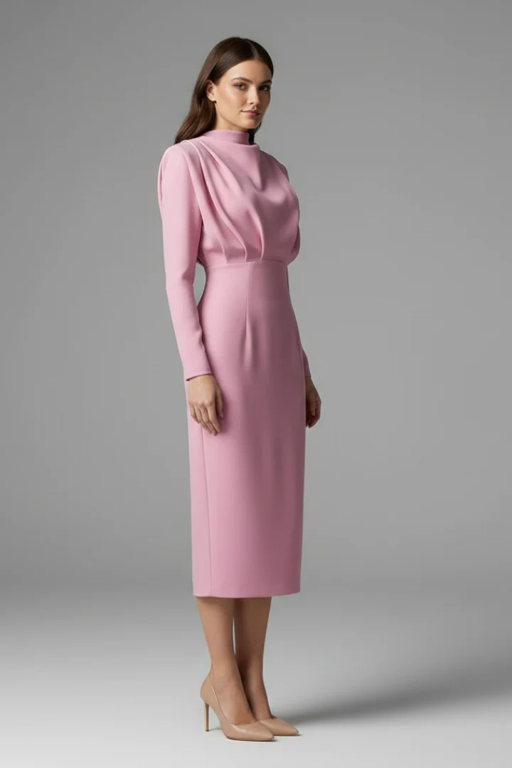 Lysithea | Damen Rollkragen Langarm Maxikleid