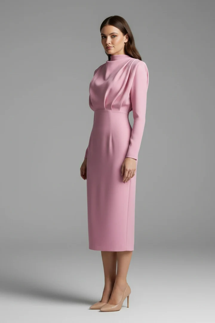 Lysithea | Damen Rollkragen Langarm Maxikleid
