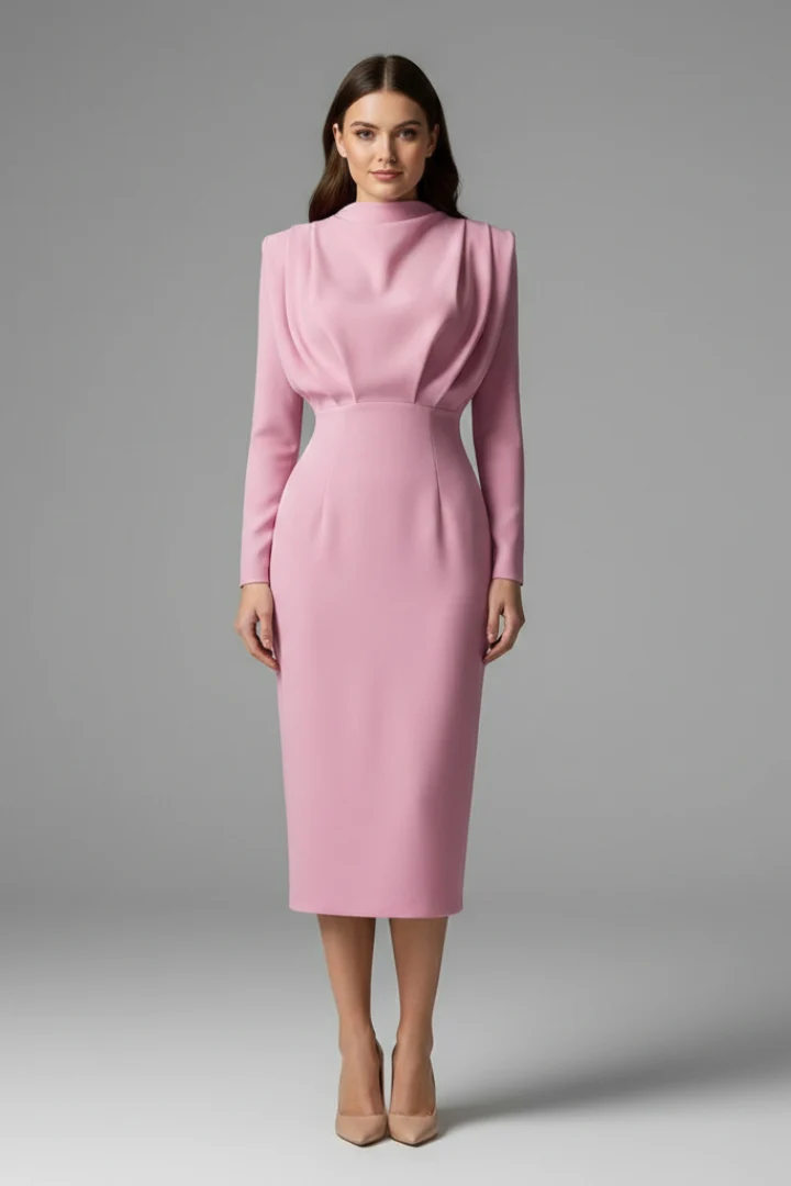 Lysithea | Damen Rollkragen Langarm Maxikleid