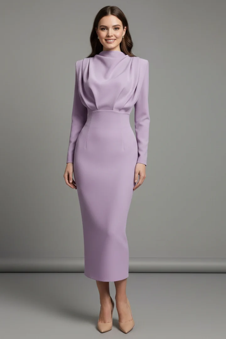 Lysithea | Damen Rollkragen Langarm Maxikleid