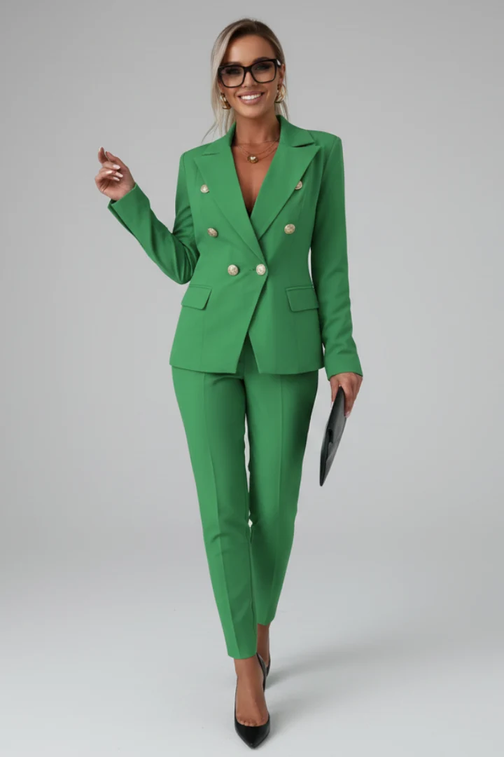 Astrid | Damen Doppelreihiger Blazer Hosenanzug Set