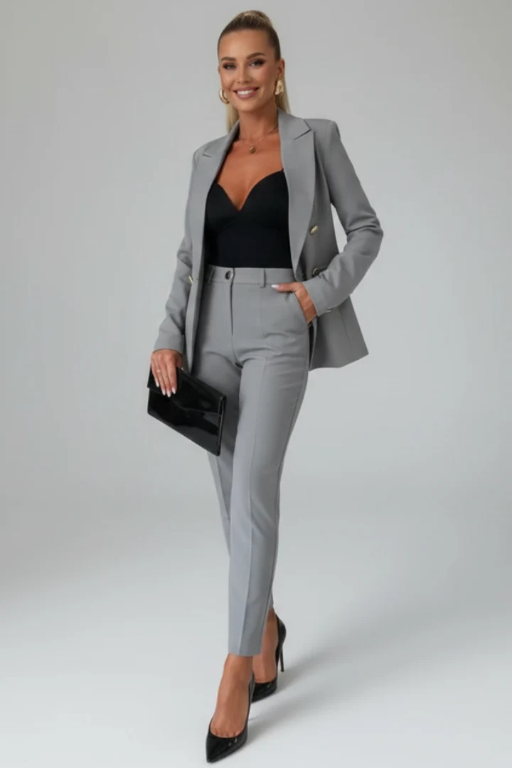 Astrid | Damen Doppelreihiger Blazer Hosenanzug Set