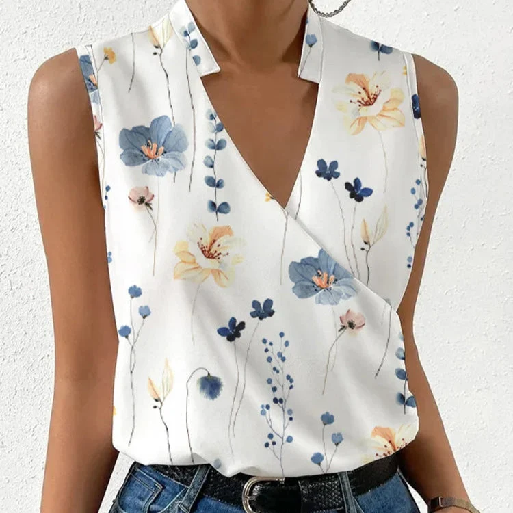 Paloma | Damen Ärmellose V-Ausschnitt Bluse Floral