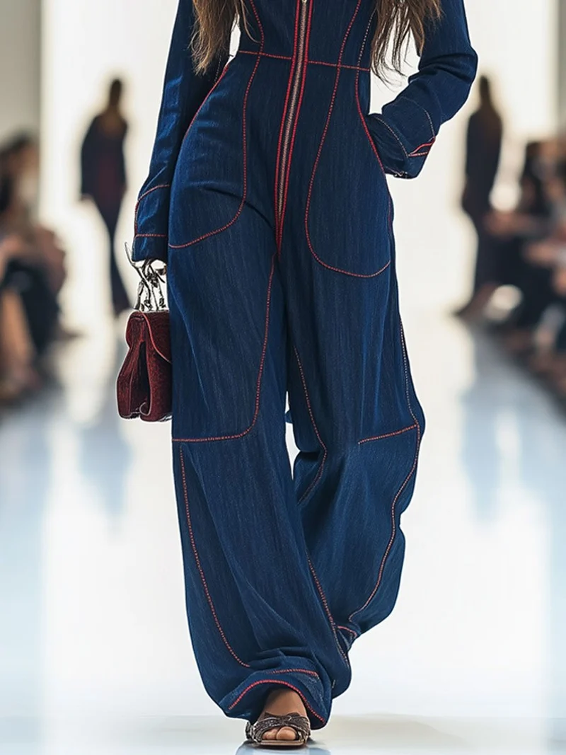 Lucasta | Damen Overall mit Weitem Bein und Langarm