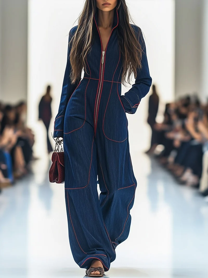 Lucasta | Damen Overall mit Weitem Bein und Langarm