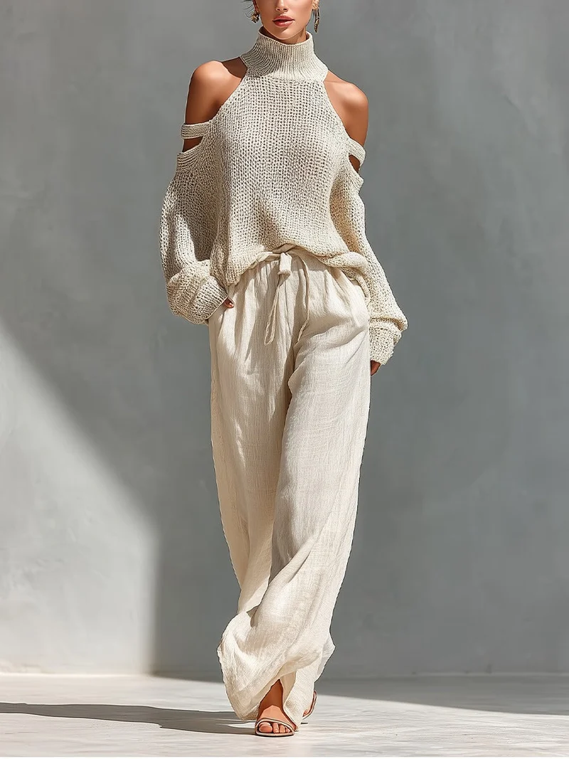 Konstanze | Damen Strickpullover Cut-Out-Schulter Zweiteiler
