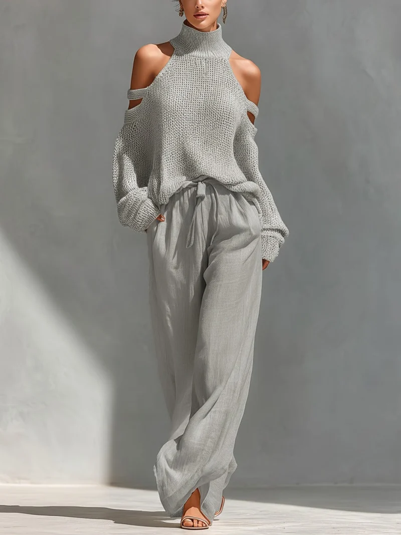 Konstanze | Damen Strickpullover Cut-Out-Schulter Zweiteiler