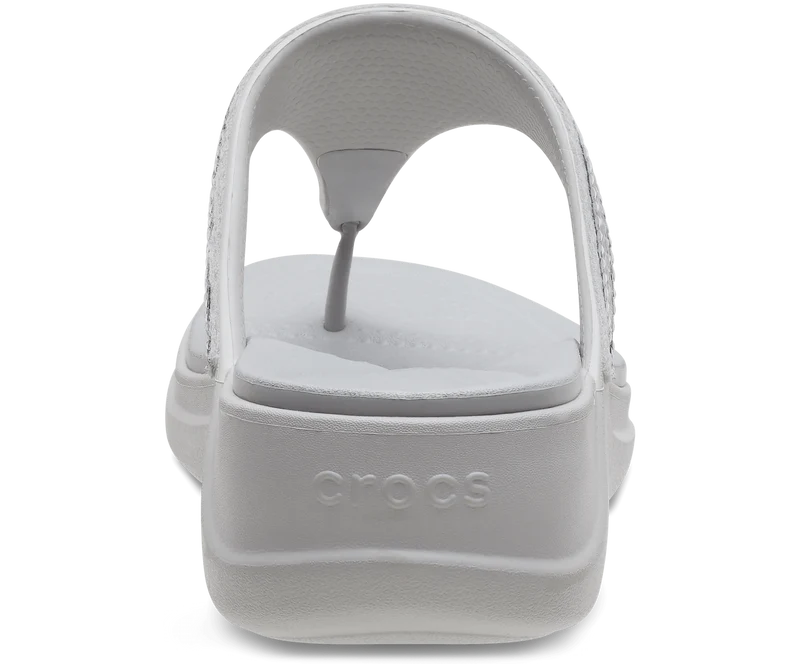 Crocs Damen Boca Pailletten-Keil-Flip-Flop – Perlweiß/Silber