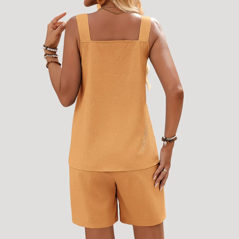 Fennja | Damen Ärmellos Zweiteiler Shorts Set