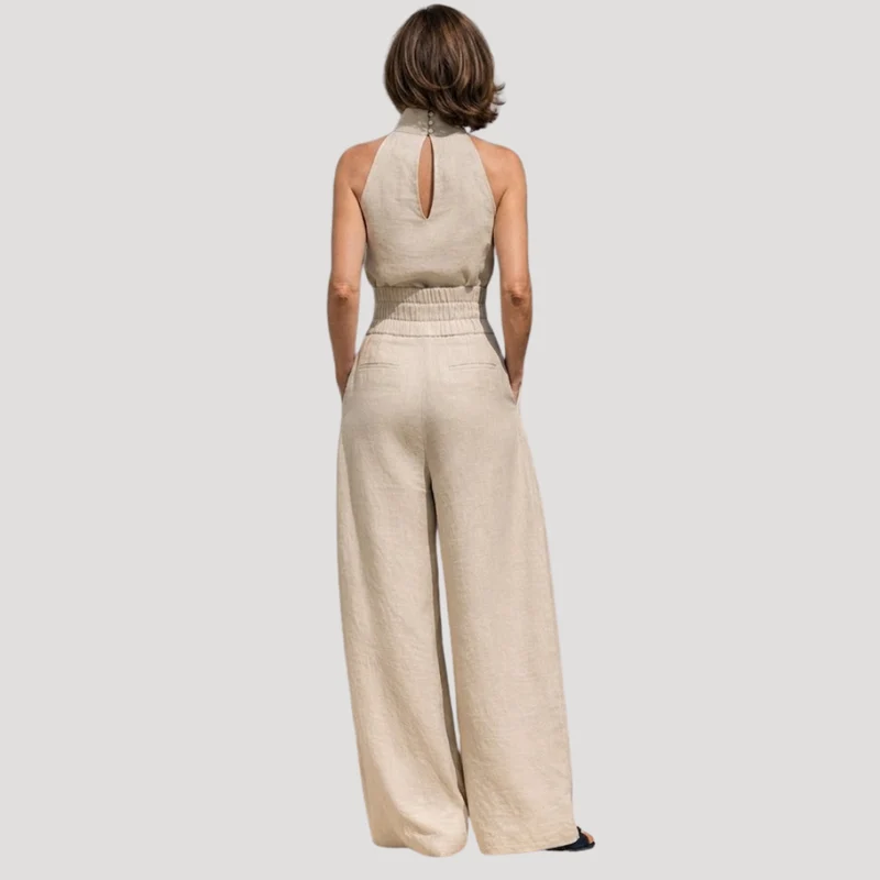 Ilaria | Damen Zweiteiler Rollkragen Oberteil Weite Hose Set