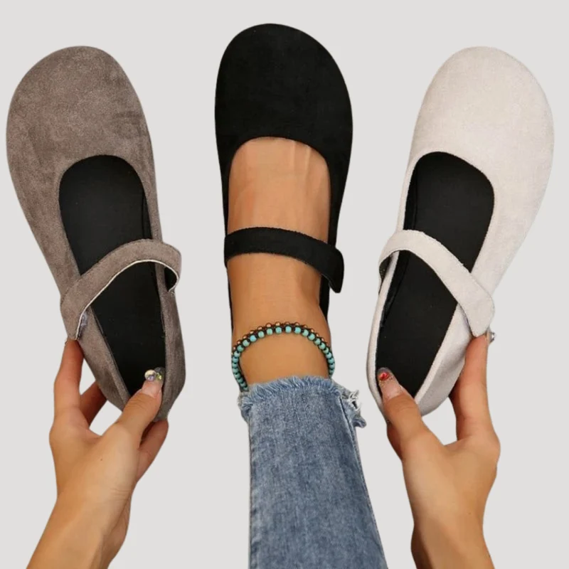 Klara | Damen Mary Jane Ballerinas Riemchen Flach