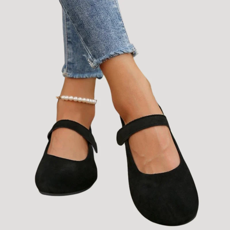 Klara | Damen Mary Jane Ballerinas Riemchen Flach